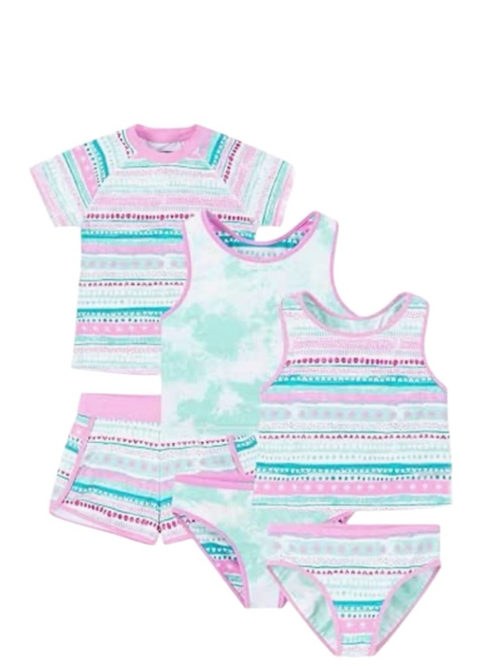 Eddie Bauer Girl's 4-Piece Mix & Match Swim Set Pink/Blue, Size Large 14/16, NWT